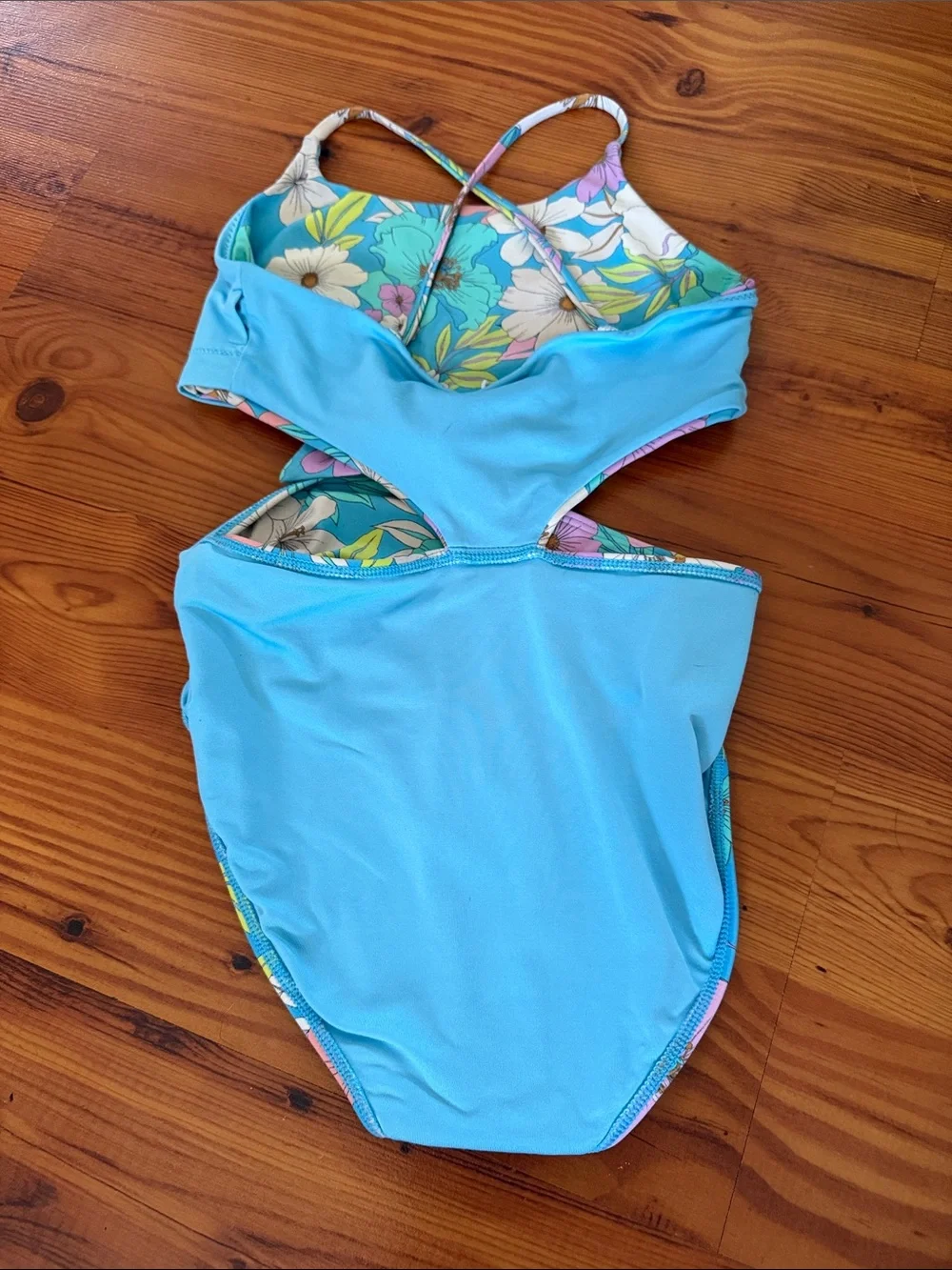 Zella Girls' Purple and Blue Floral Mixed-Print Swim Bikini Set